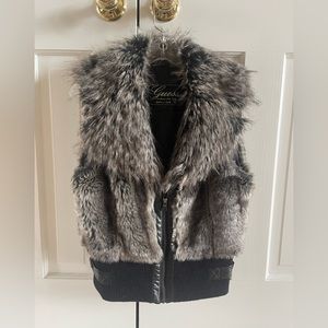 Guess Womens Vest Faux Fur